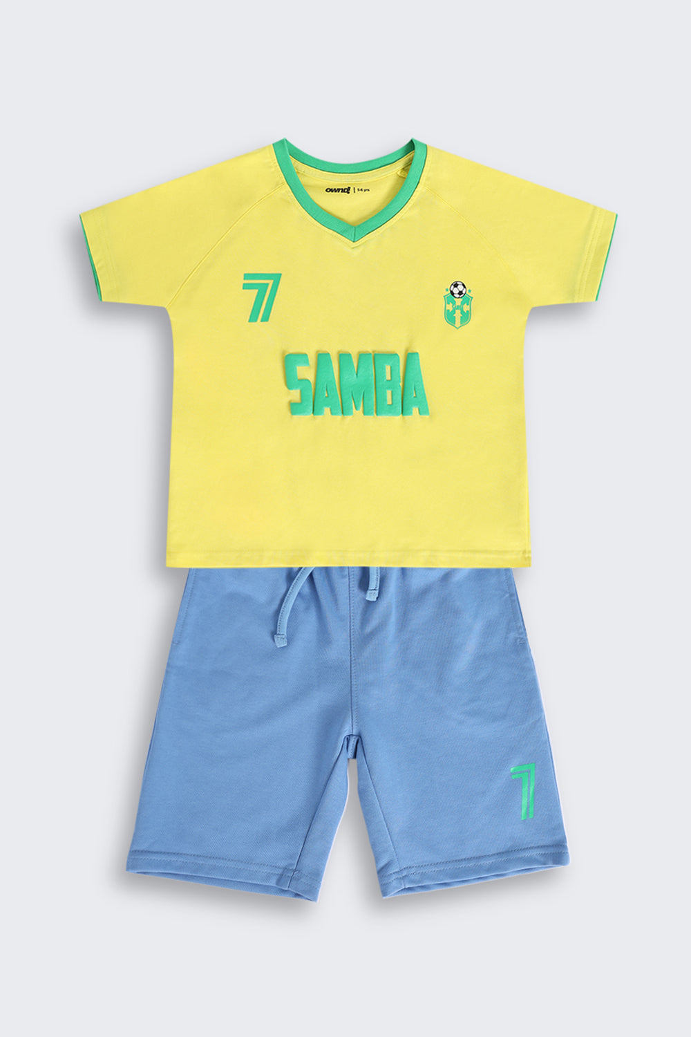 Yellow Cotton Blend Regular Fit Co-ord Set for Boys - Image 2