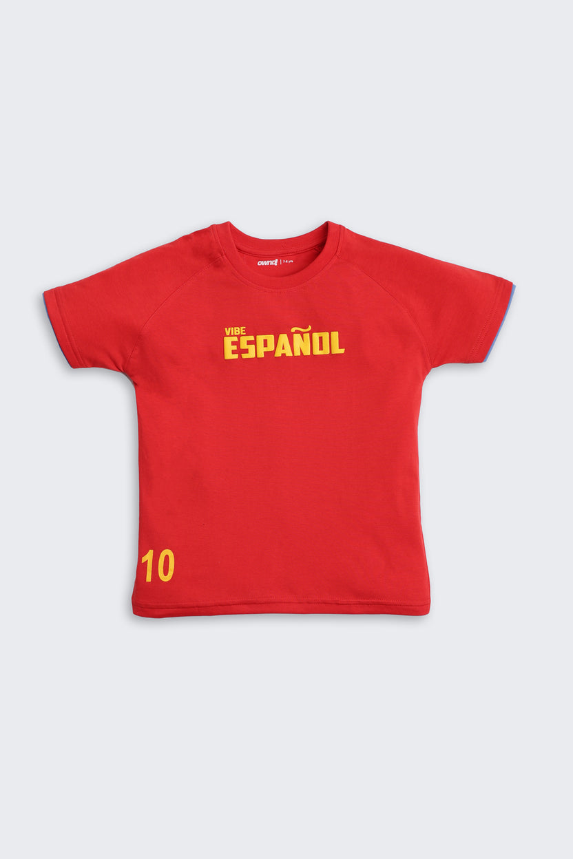Red Typographic Regular Fit Co-ord Set For Boys - Image 3