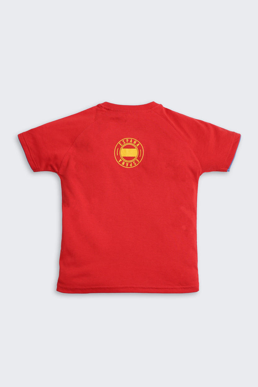 Red Typographic Regular Fit Co-ord Set For Boys - Image 4