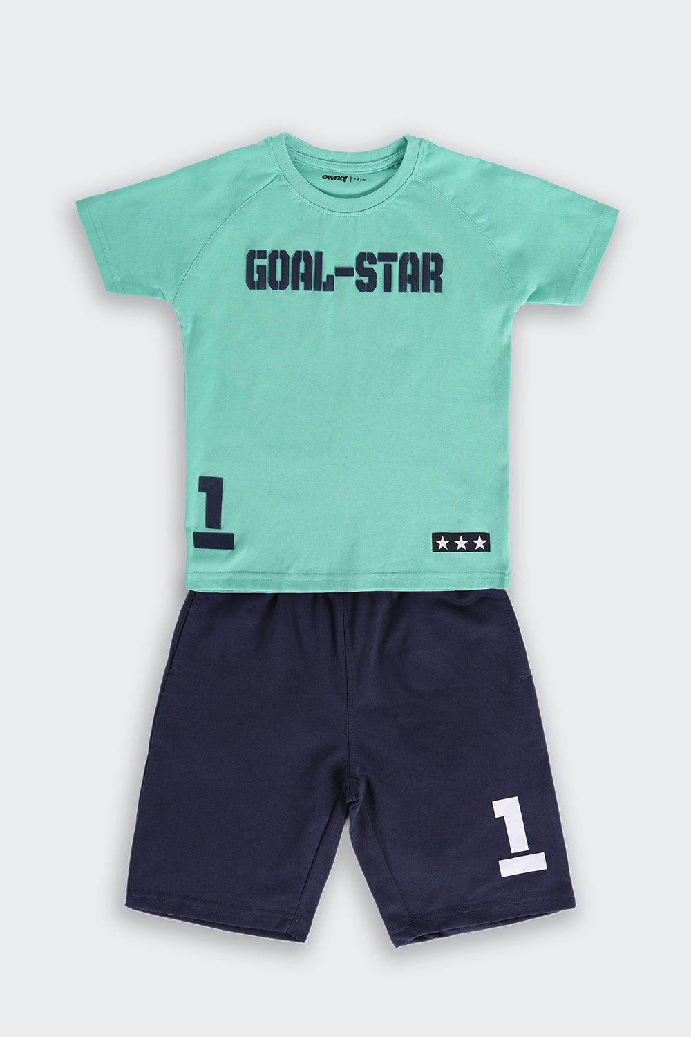 Green Typographic Regular Fit Co-ord Set For Boys - Image 2