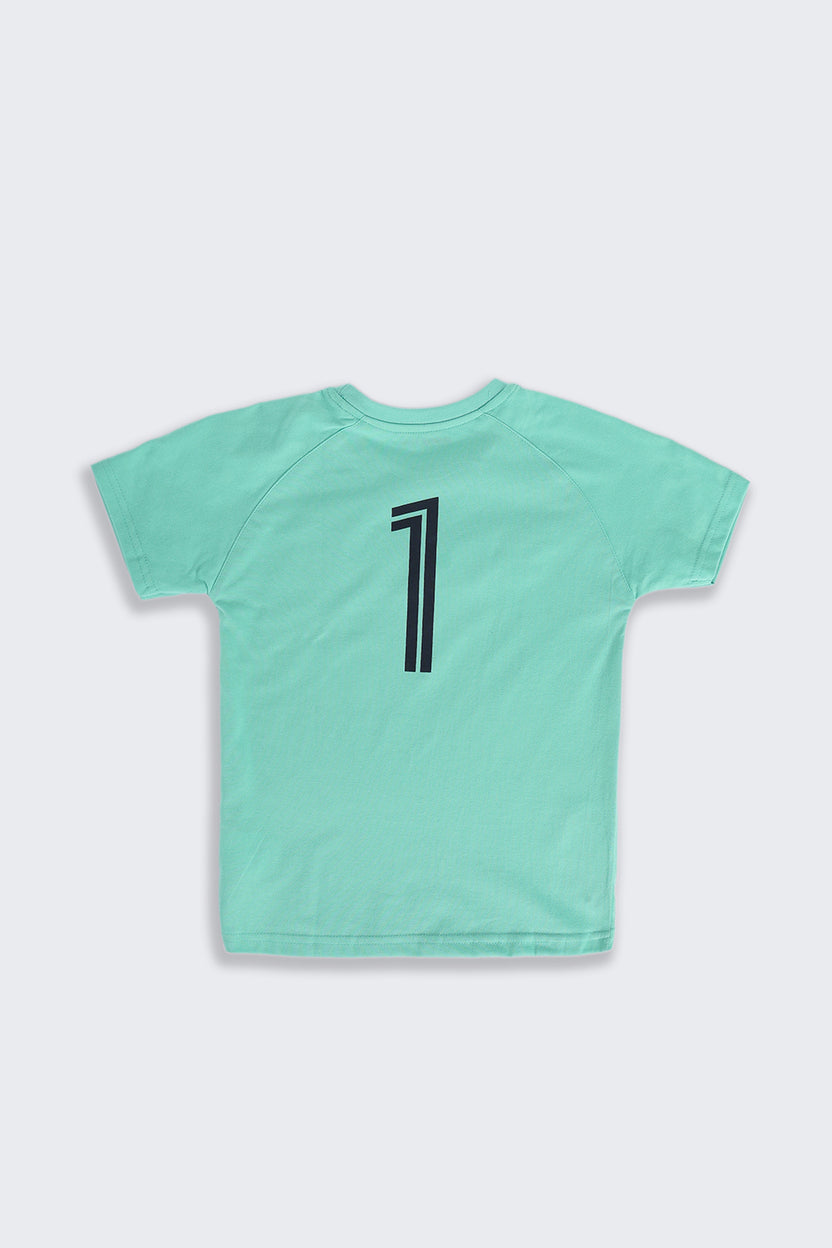 Green Typographic Regular Fit Co-ord Set For Boys - Image 4