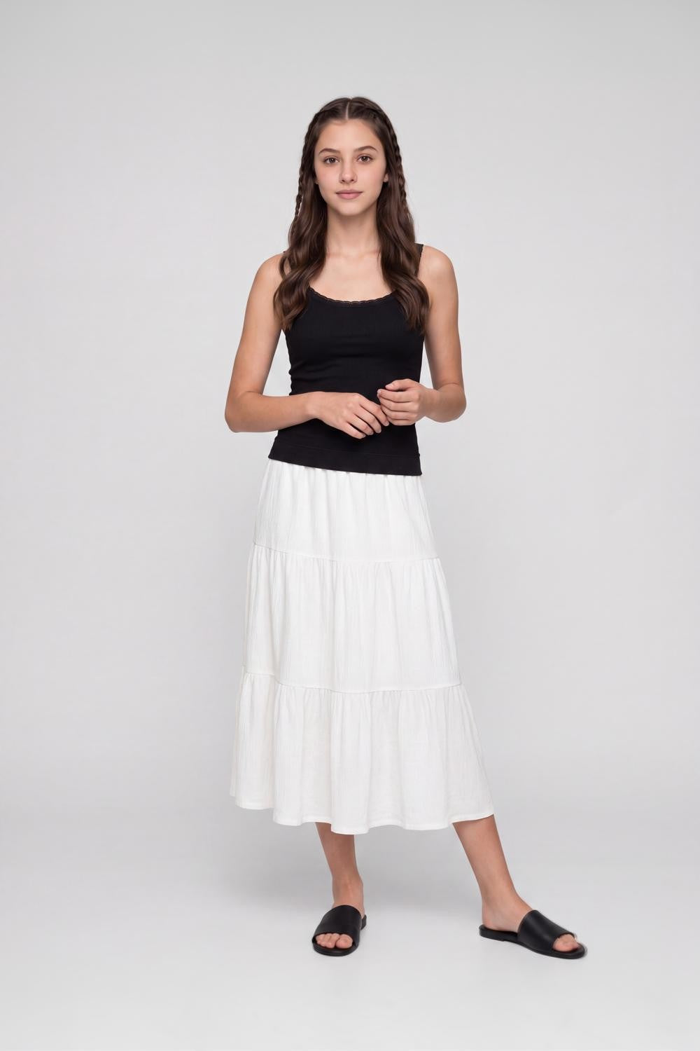 Black Shoulder Straps Sleeves Regular Fit Camisole For Women - Image 6