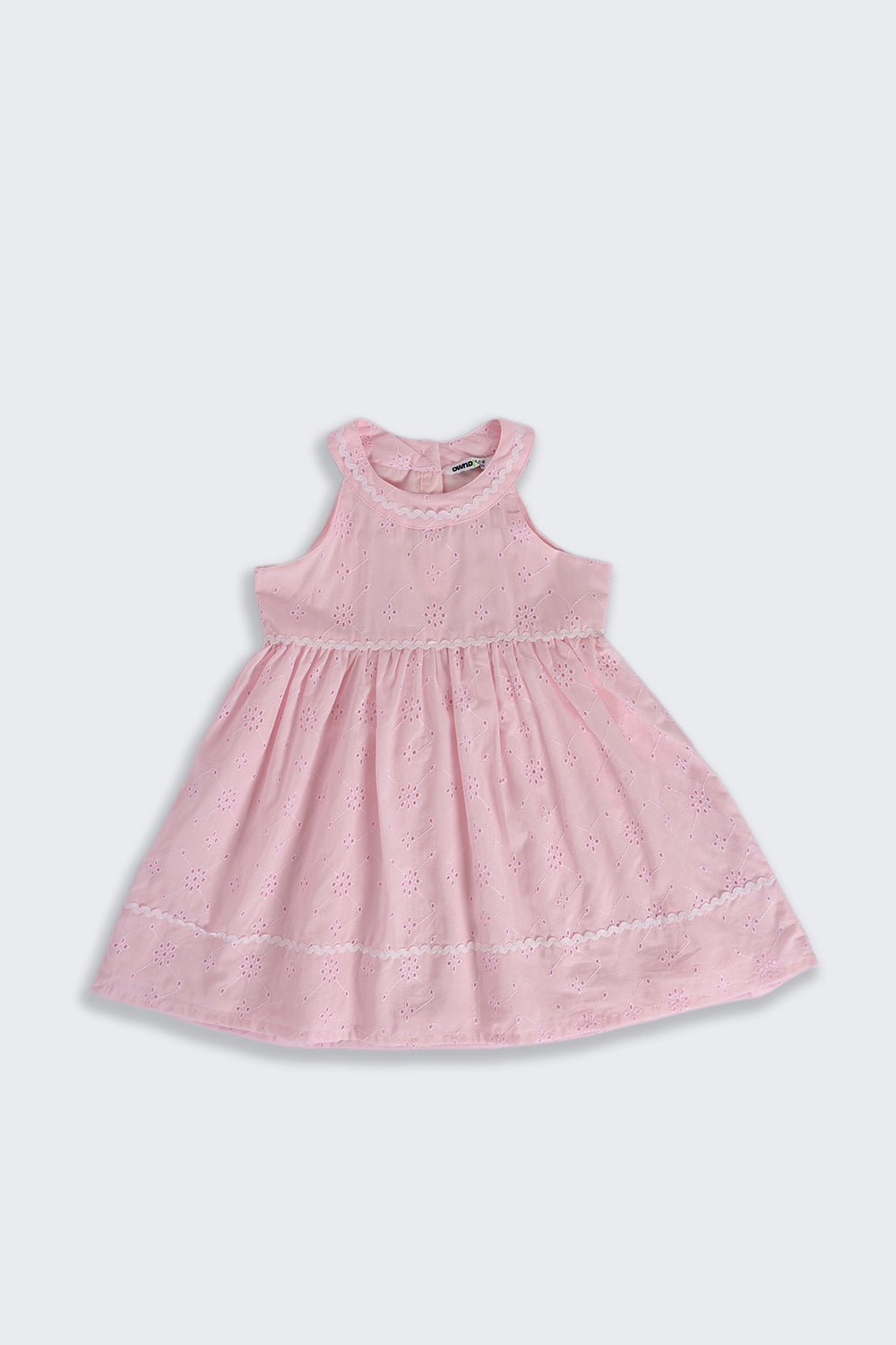 Pink Embroidered Regular Fit Dress for Girls - Image 2