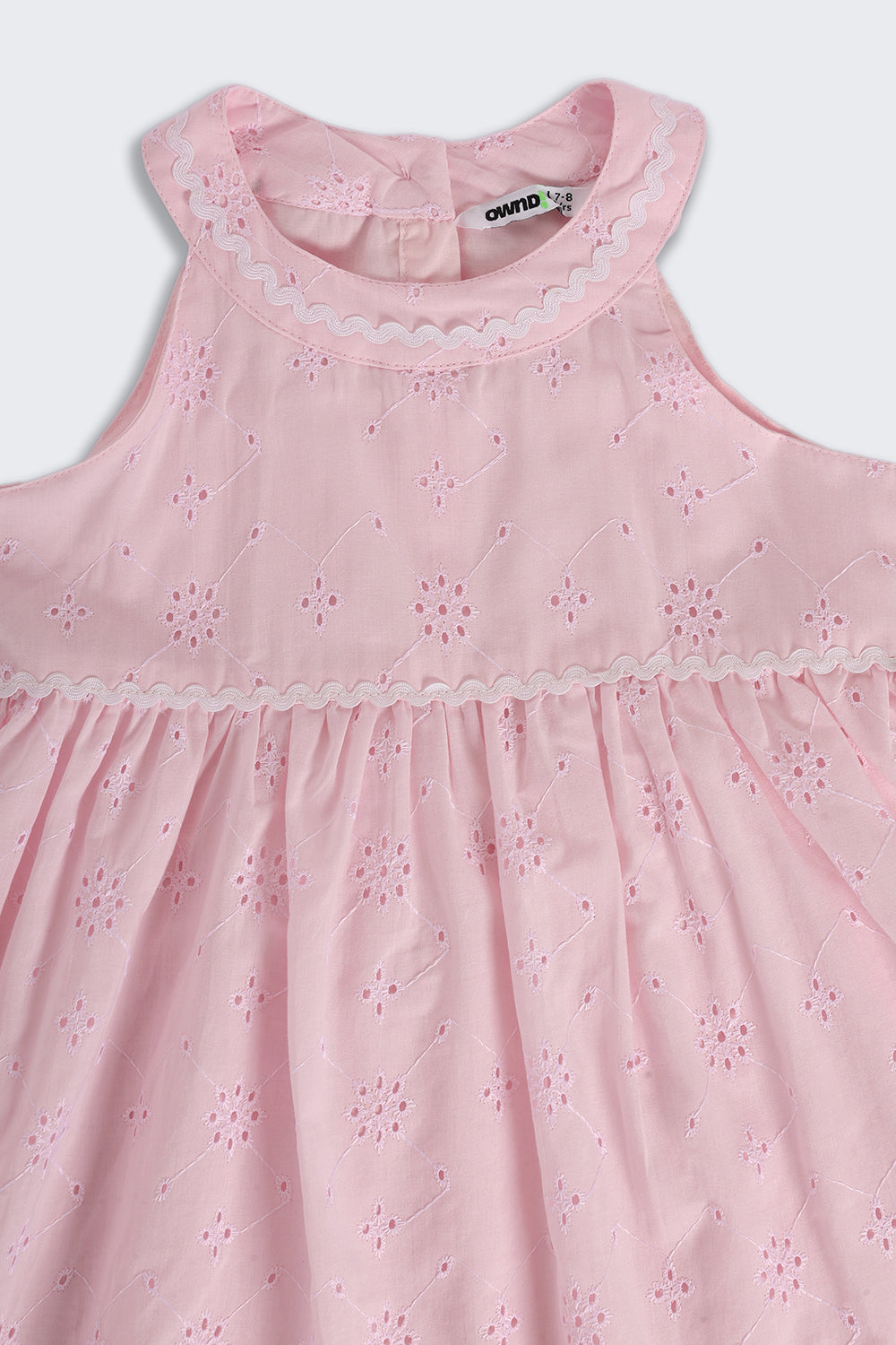 Pink Embroidered Regular Fit Dress for Girls - Image 6