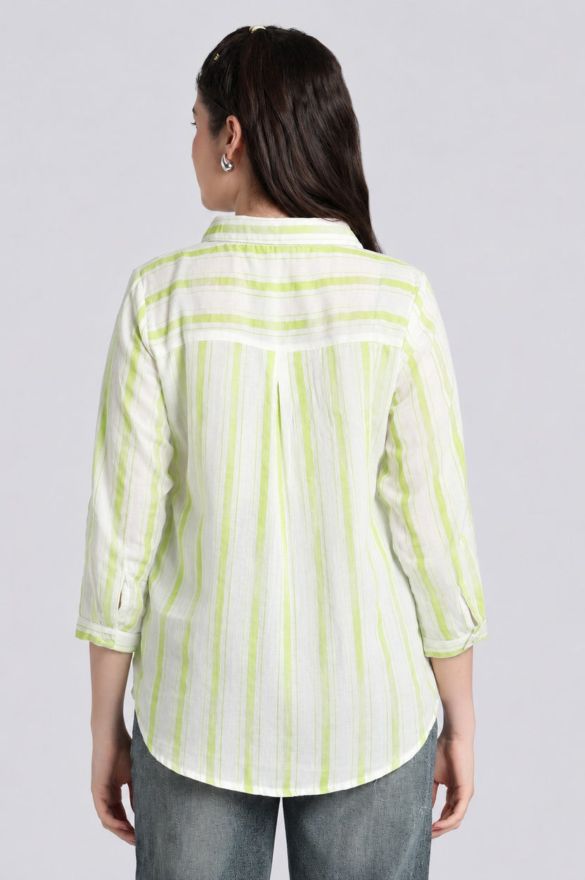 Lime Stripes Regular Fit Shirt for Women - Image 5