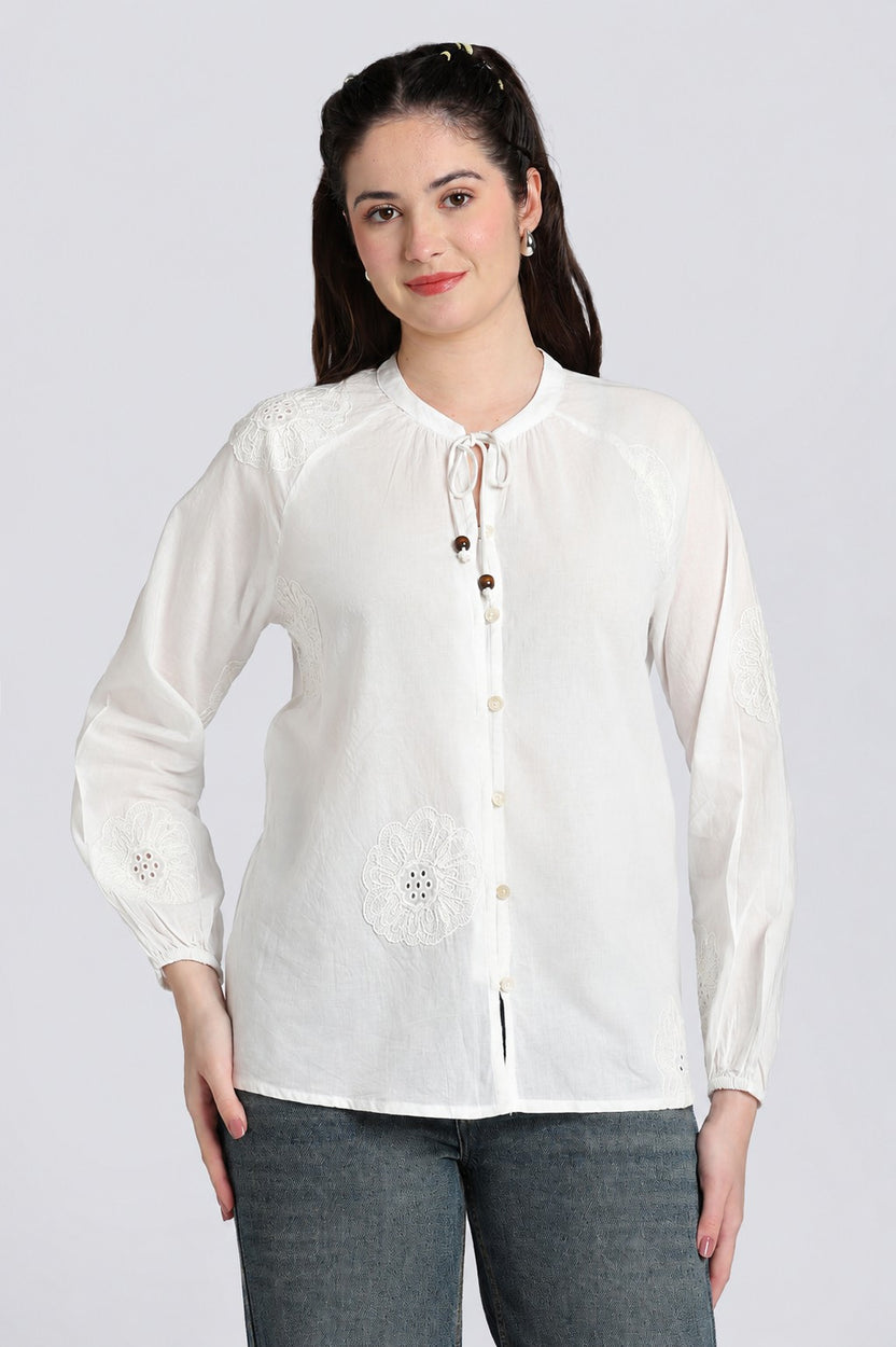 White Cambric Regular Fit Tunic for Women - Image 2