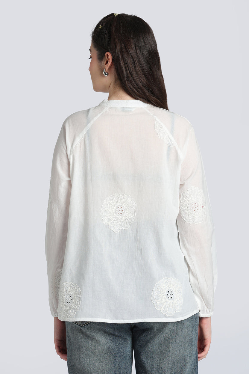 White Cambric Regular Fit Tunic for Women - Image 5