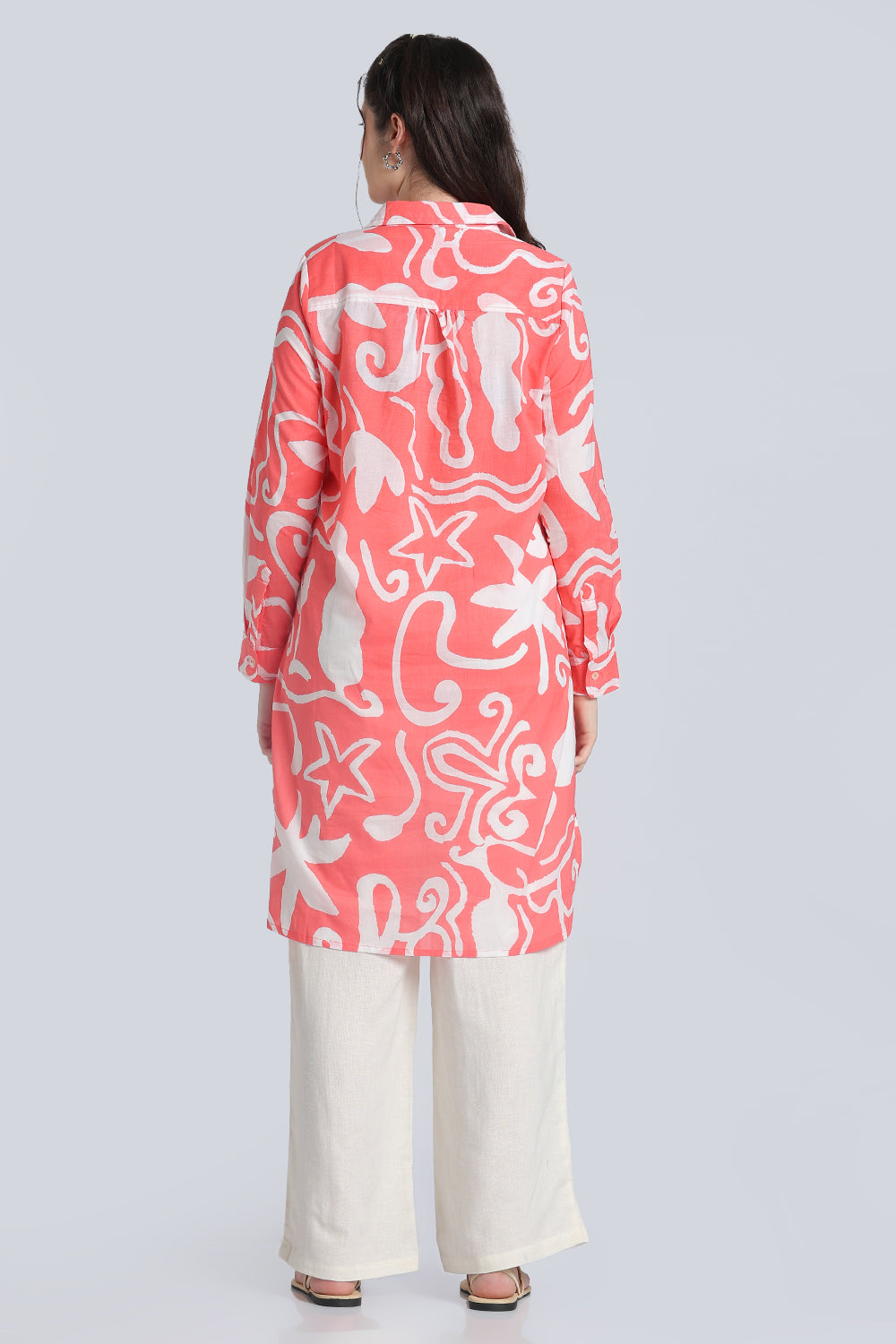 Peach Regular Fit Cambric Kurta for Women - Image 5
