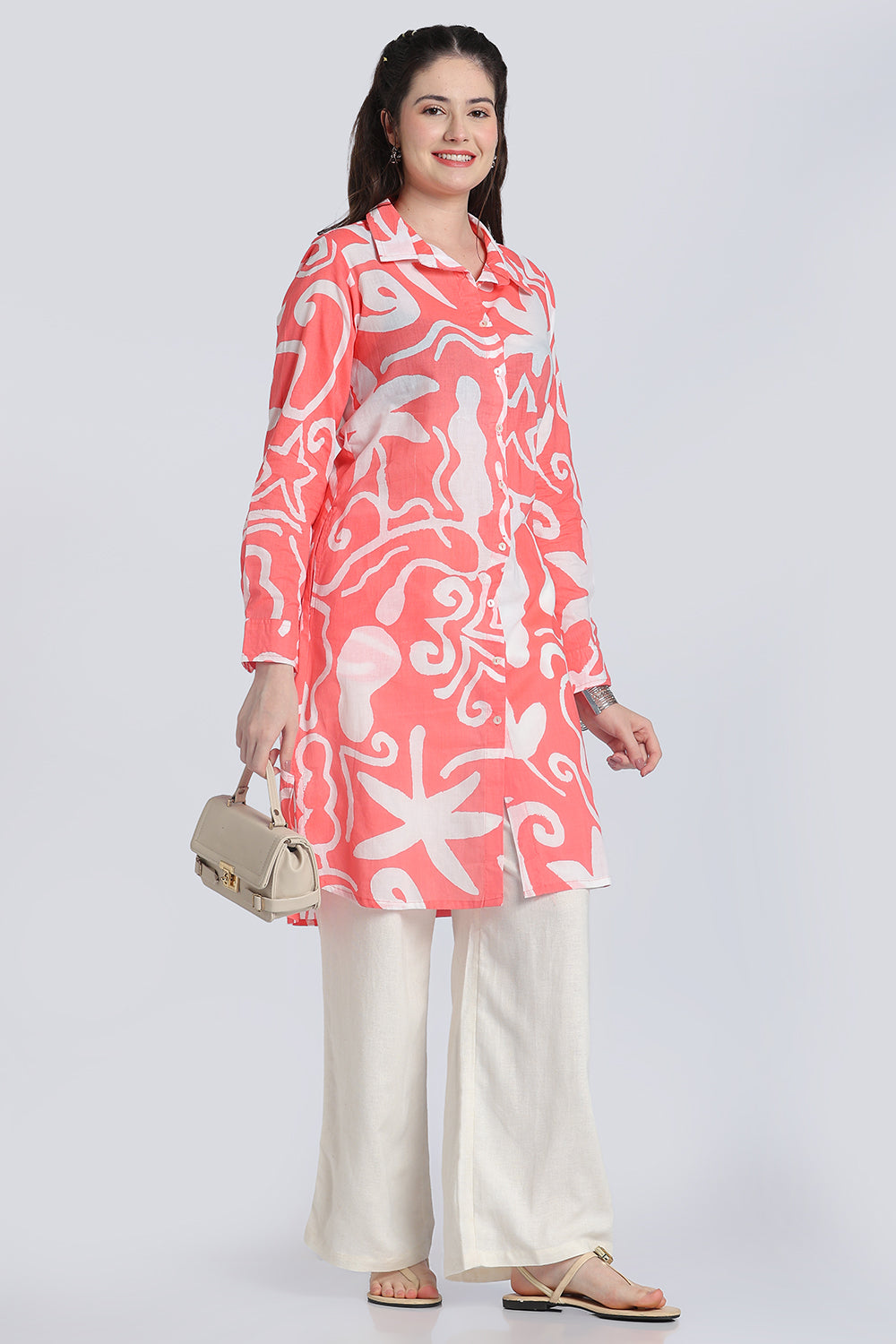 Peach Regular Fit Cambric Kurta for Women - Image 6