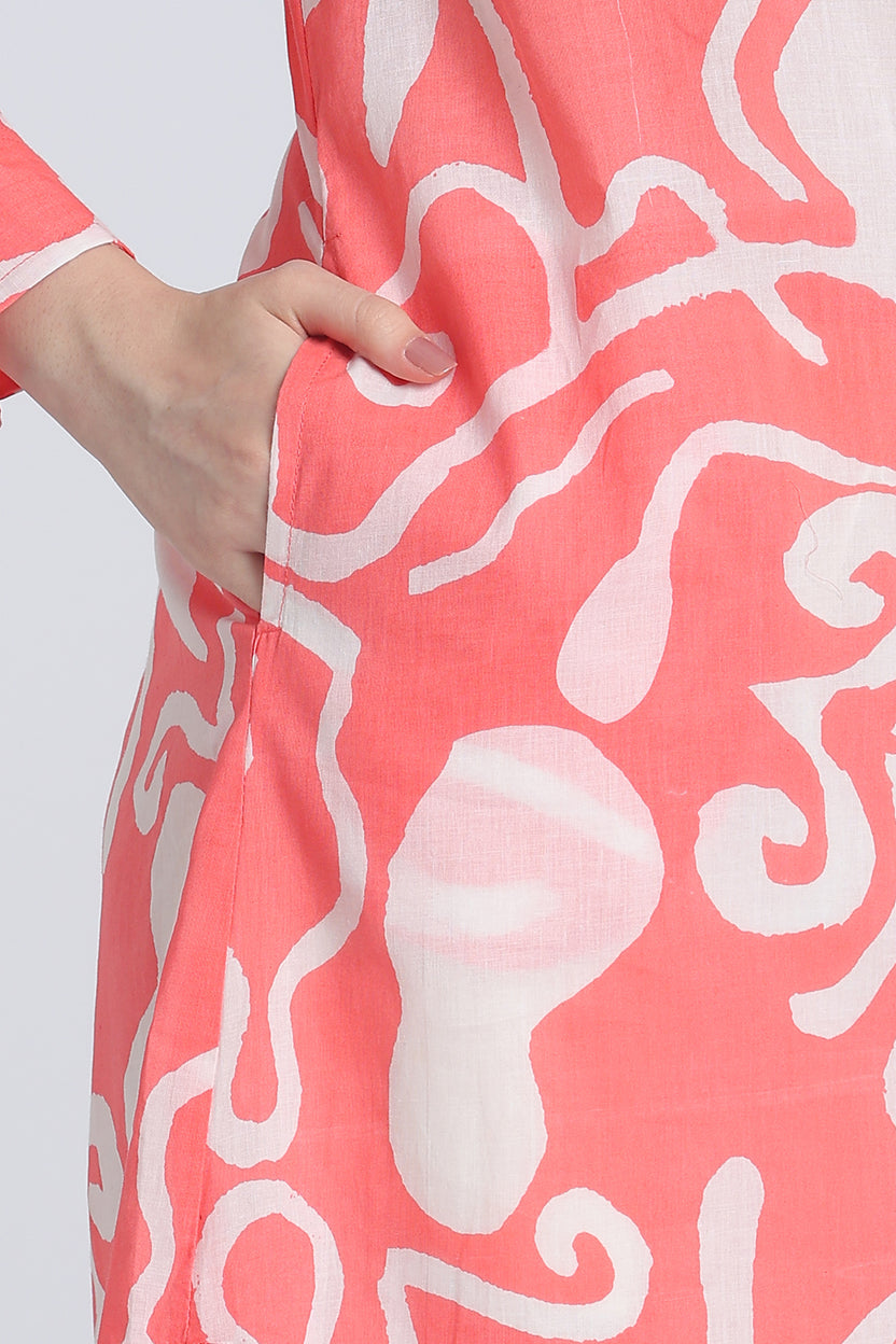 Peach Regular Fit Cambric Kurta for Women - Image 7