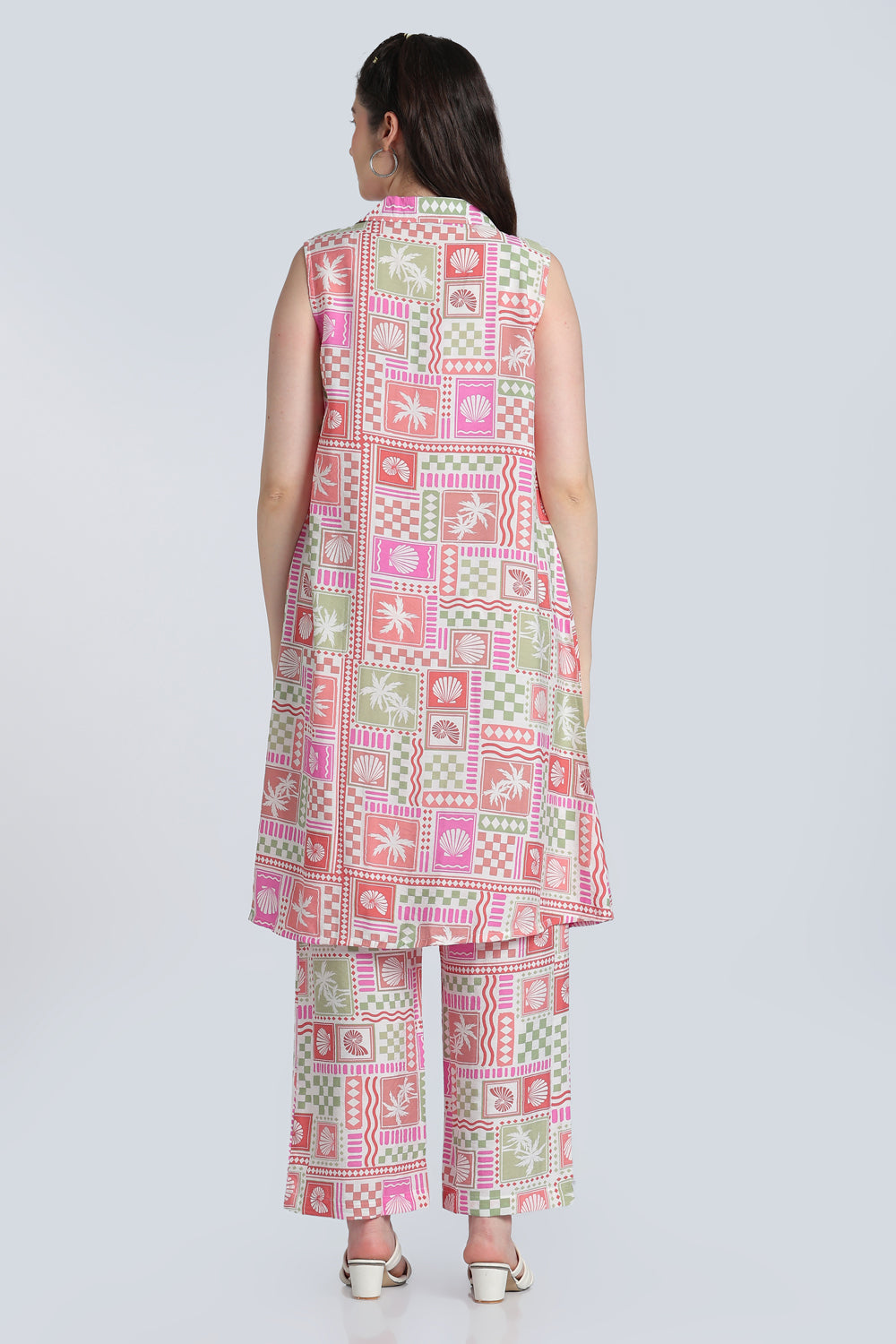 Multi Coloured Shoulder Straps Sleeves Straight Fit Kurta Set for Women - Image 5