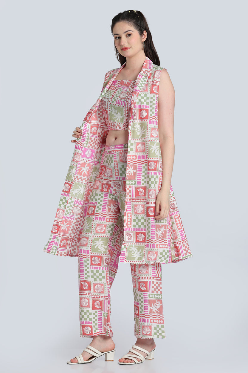 Multi Coloured Shoulder Straps Sleeves Straight Fit Kurta Set for Women - Image 6