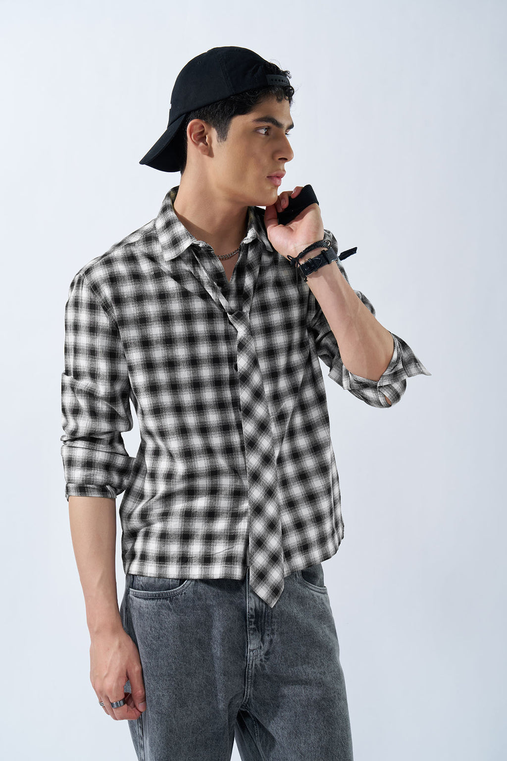 Black & White Checked Shirt for Men - Image 1
