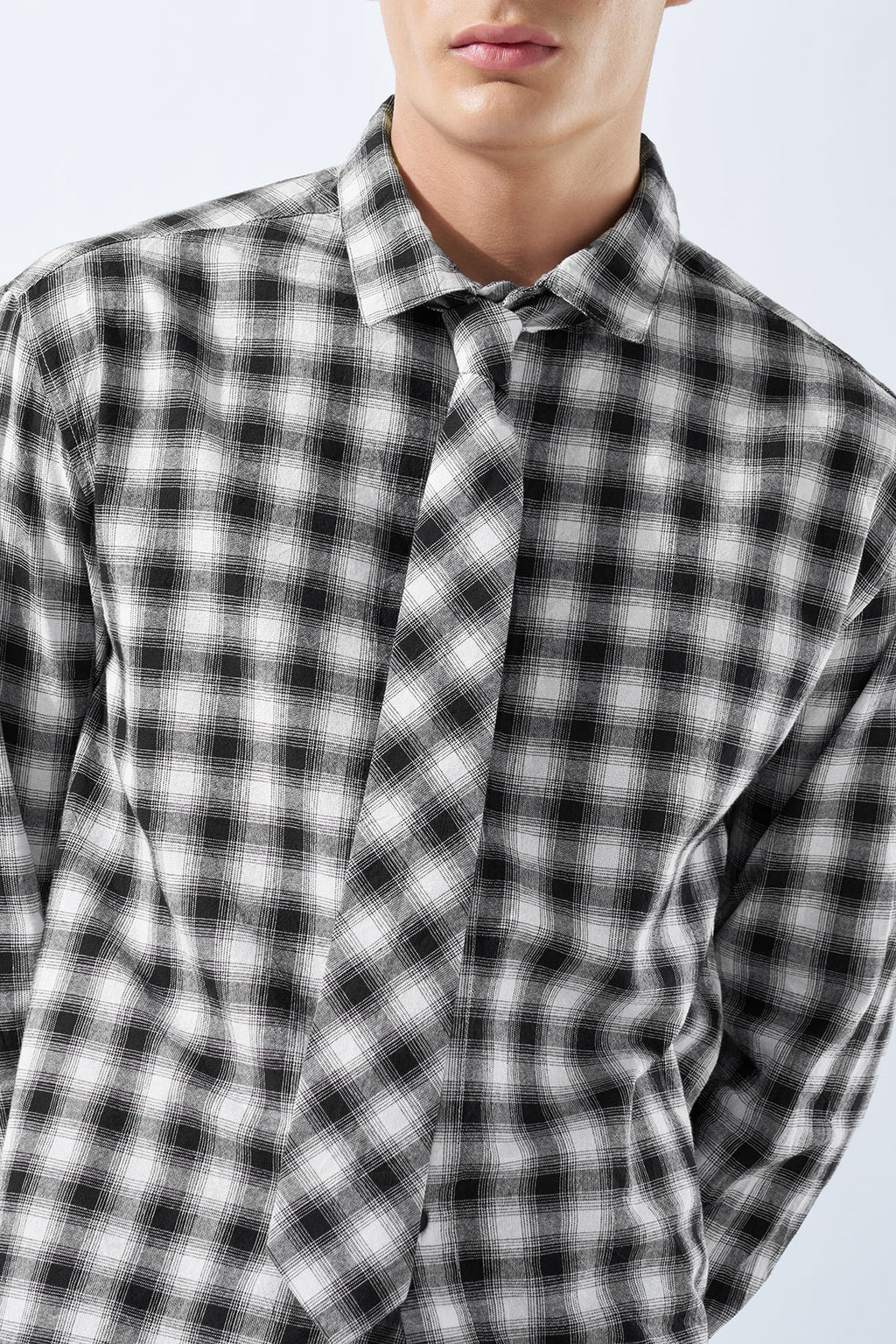 Black & White Checked Shirt for Men - Image 3
