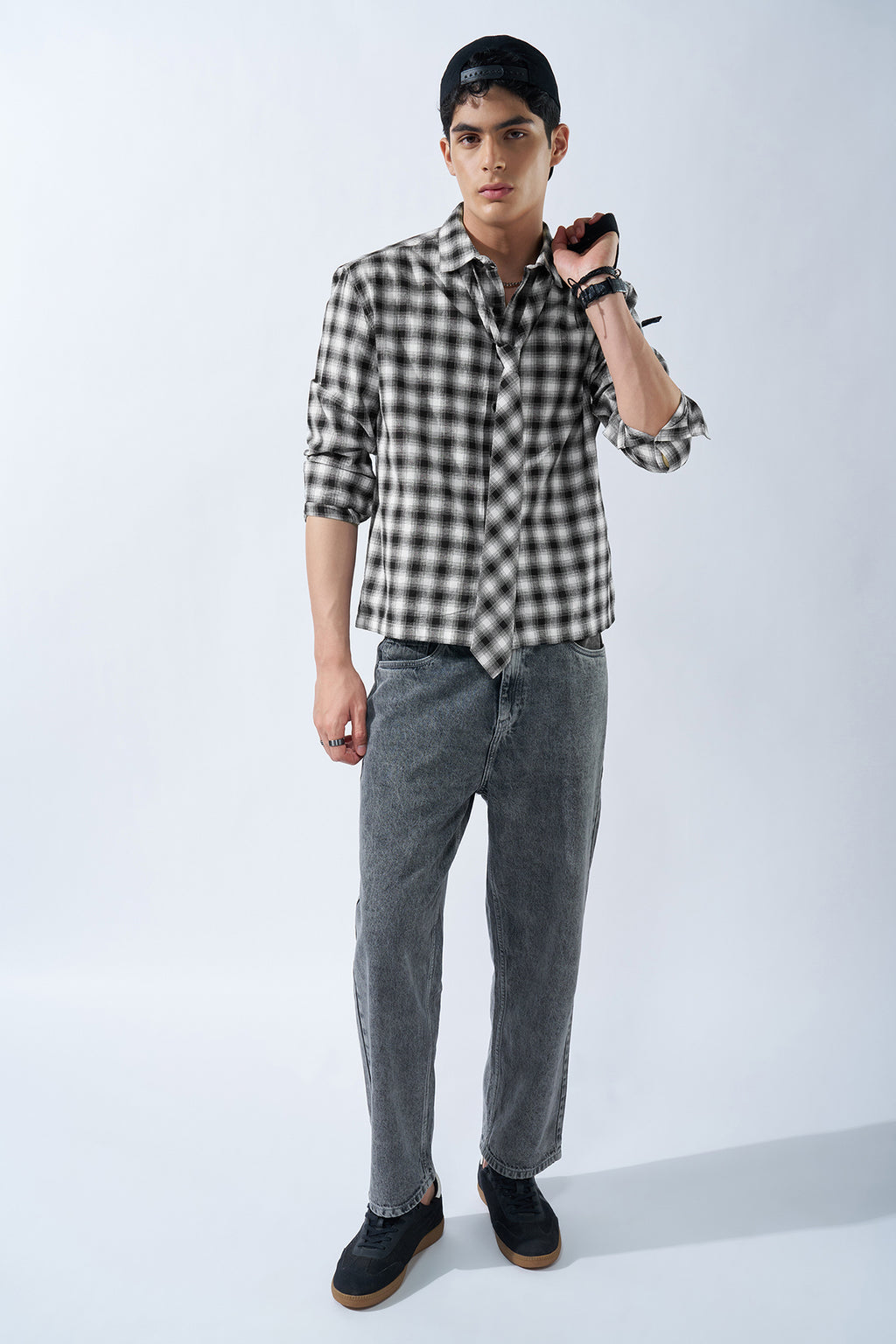 Black & White Checked Shirt for Men - Image 6