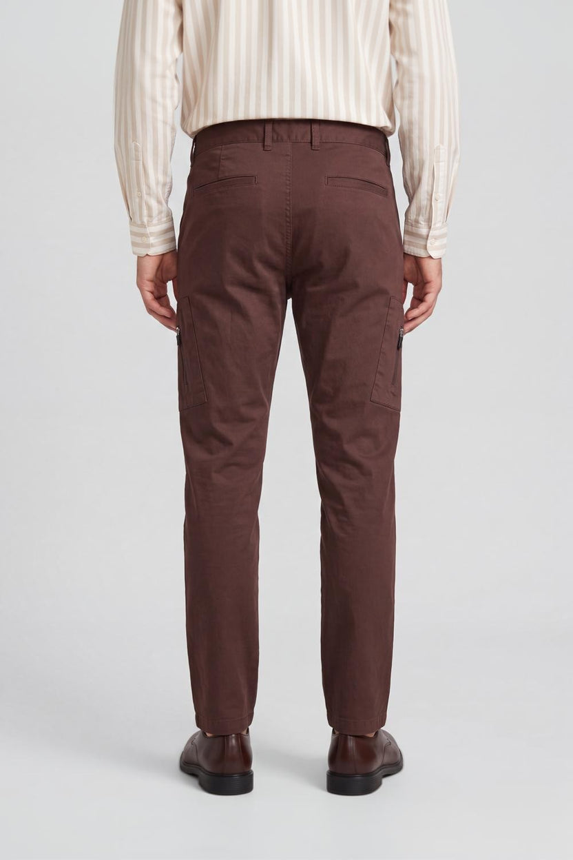 Brown Slim Fit Utility Pocket Trouser for Men - Image 5
