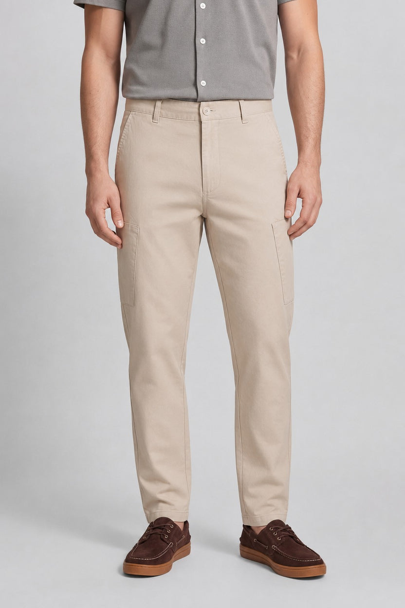 Off White Straight Fit Cargo Trouser With 4 Pocket for Men - Image 2