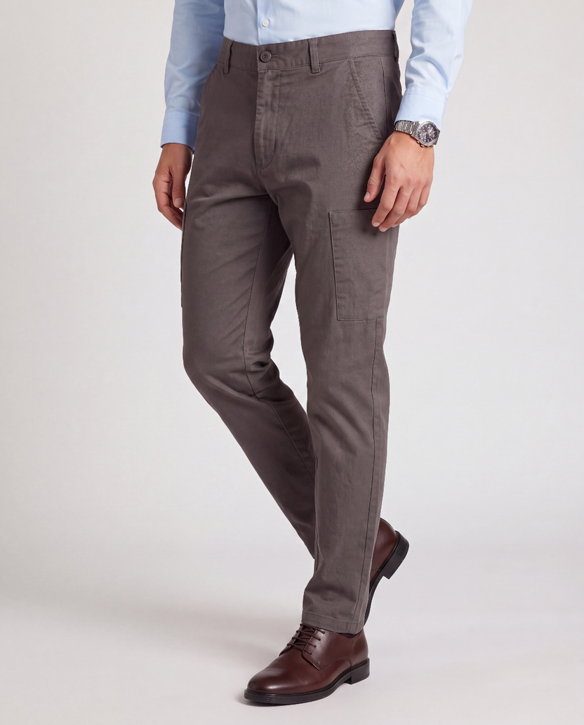 Olive Slim Fit Utility Pocket Trouser for Men - Image 1