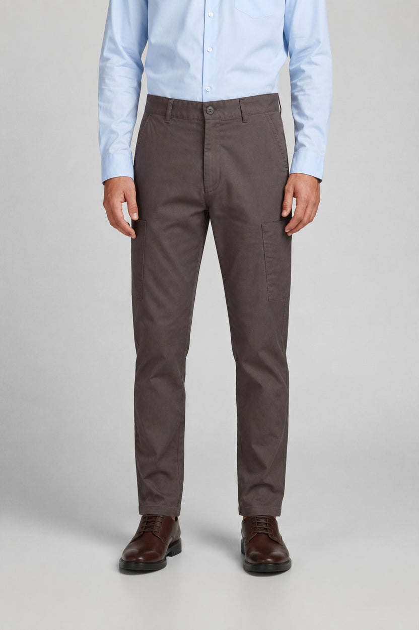 Olive Slim Fit Utility Pocket Trouser for Men - Image 2