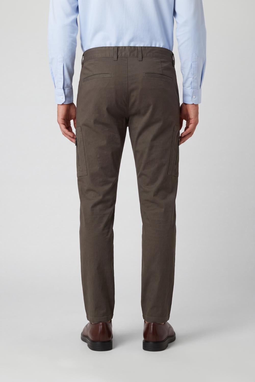 Olive Slim Fit Utility Pocket Trouser for Men - Image 5