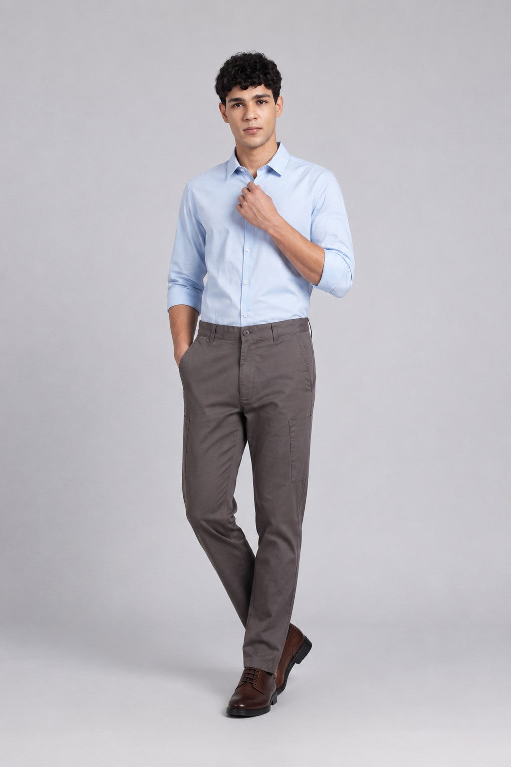 Olive Slim Fit Utility Pocket Trouser for Men - Image 7