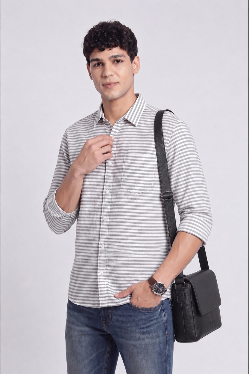 Black Stripes Regular Fit Shirt for Men - Image 1