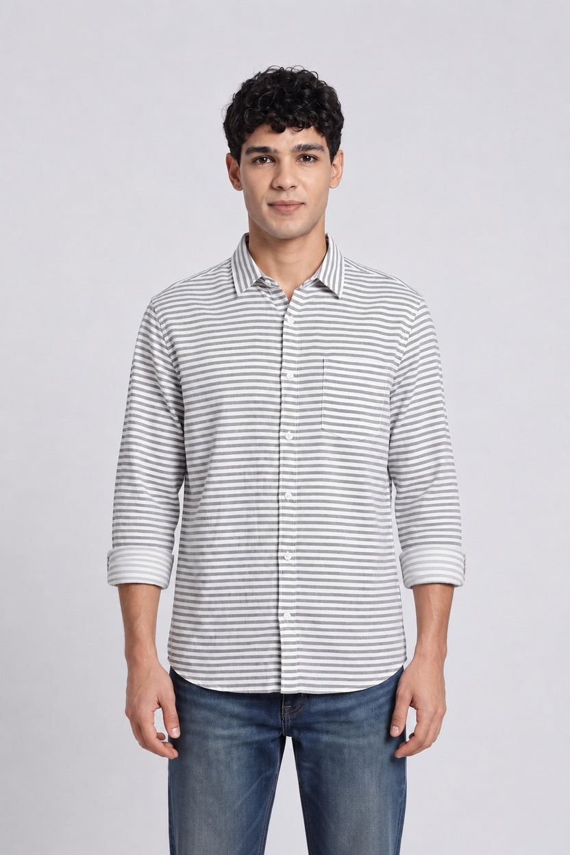 Black Stripes Regular Fit Shirt for Men - Image 2