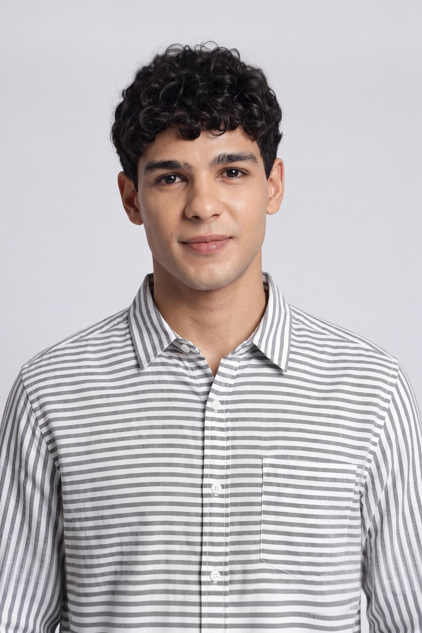 Black Stripes Regular Fit Shirt for Men - Image 3