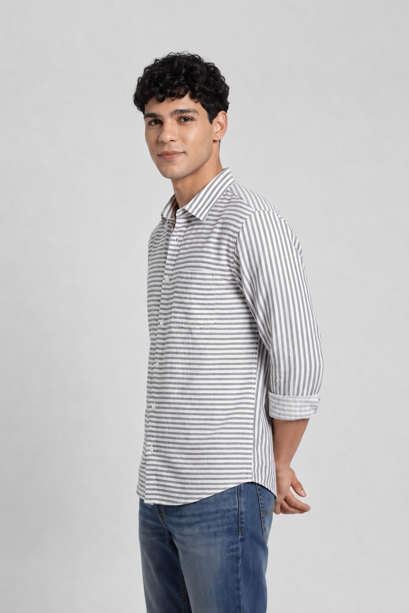 Black Stripes Regular Fit Shirt for Men - Image 4