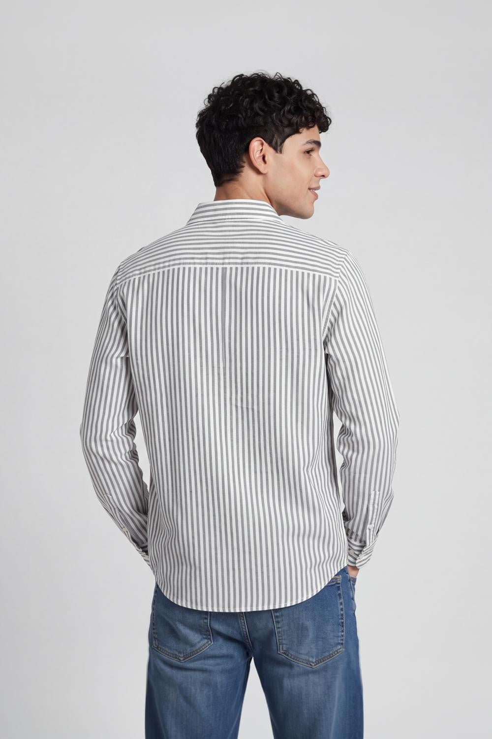 Black Stripes Regular Fit Shirt for Men - Image 5