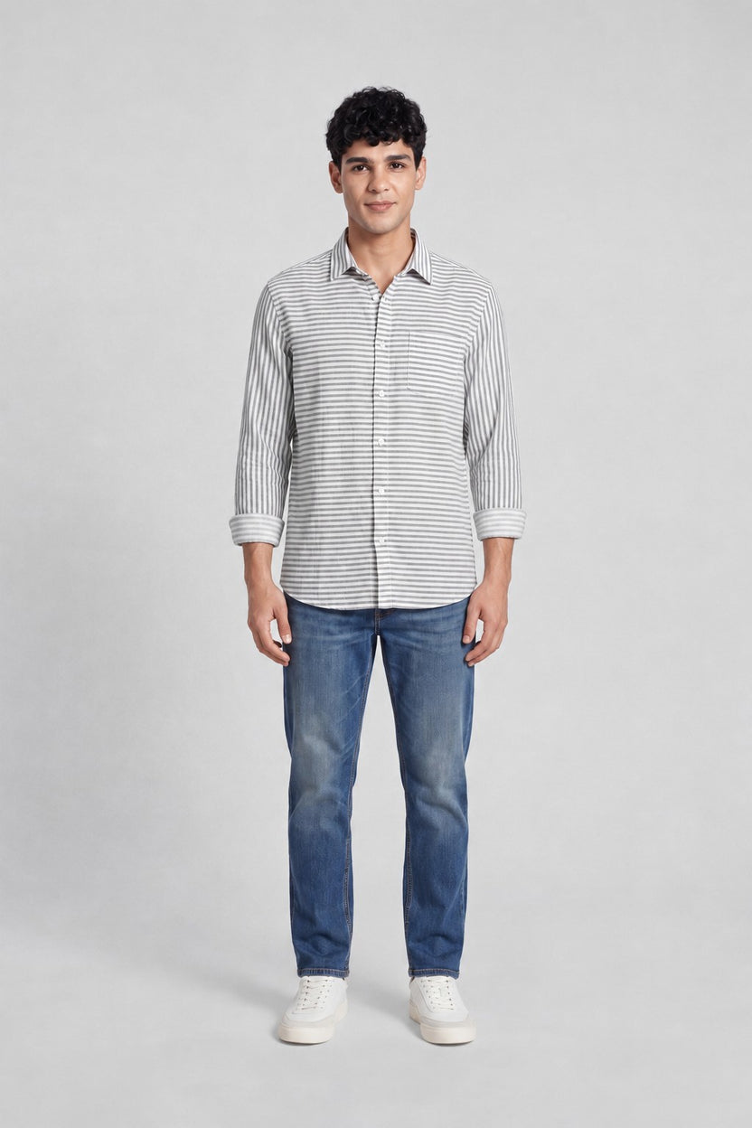 Black Stripes Regular Fit Shirt for Men - Image 6