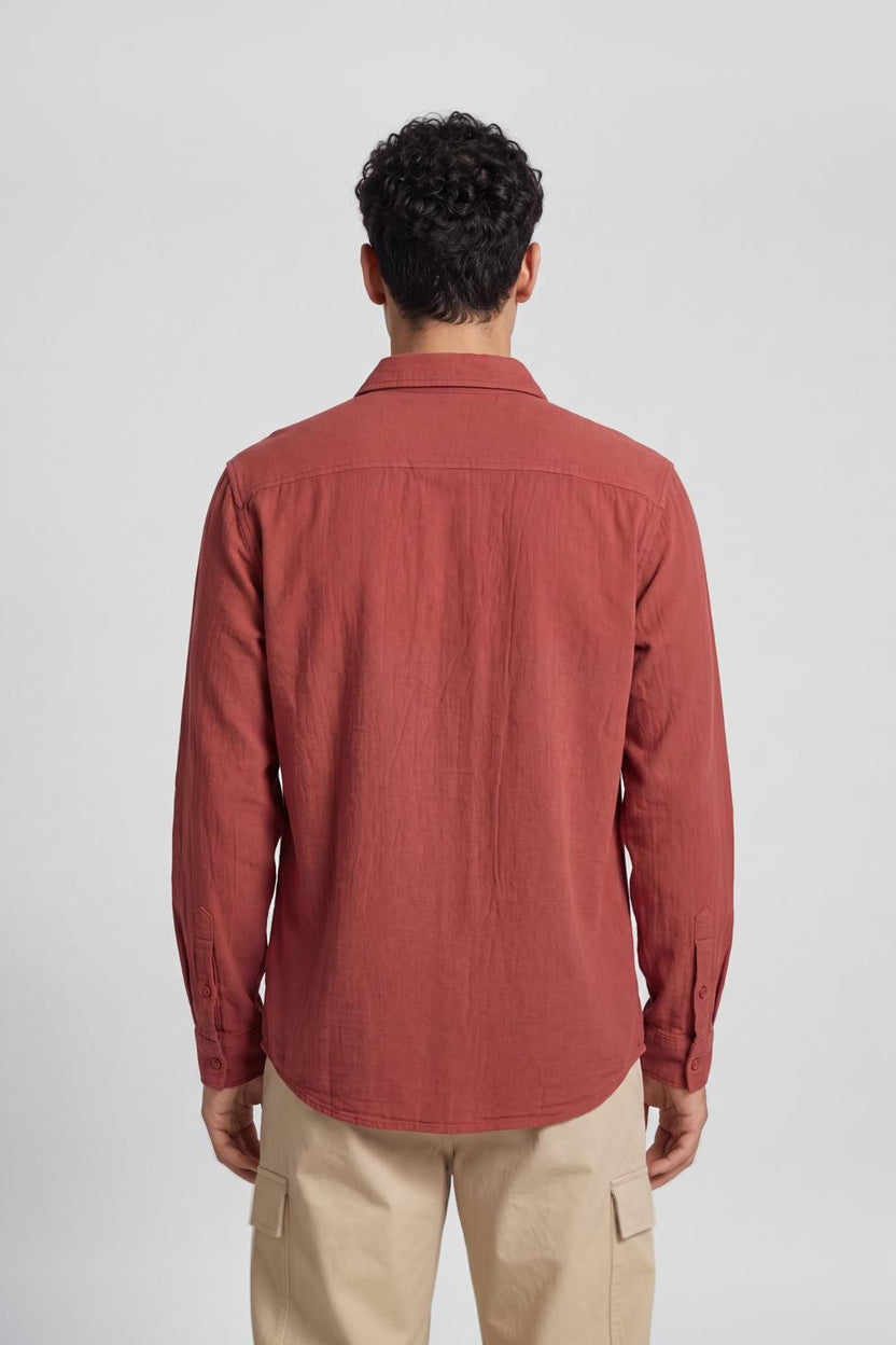 Rust Textured Regular Fit Casual Shirt for Men - Image 5