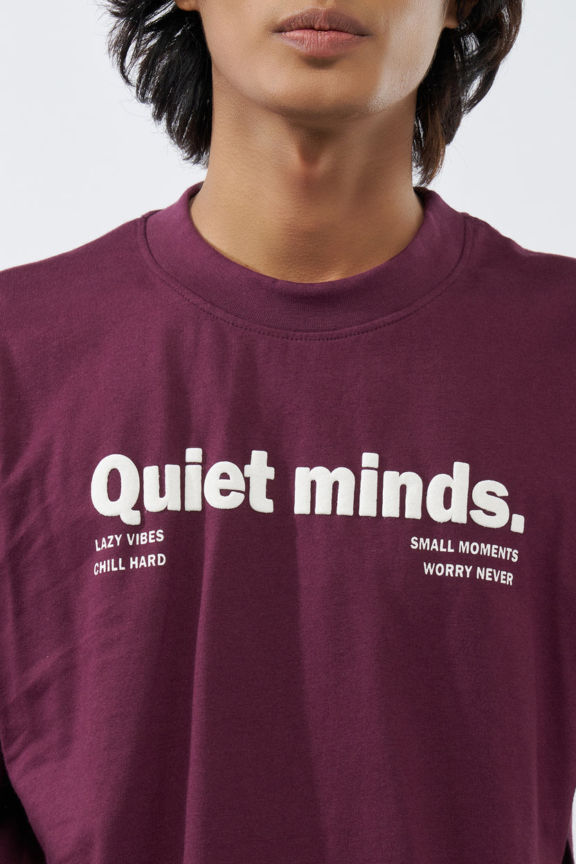 Maroon Printed Regular Fit T-Shirt for Men - Image 3