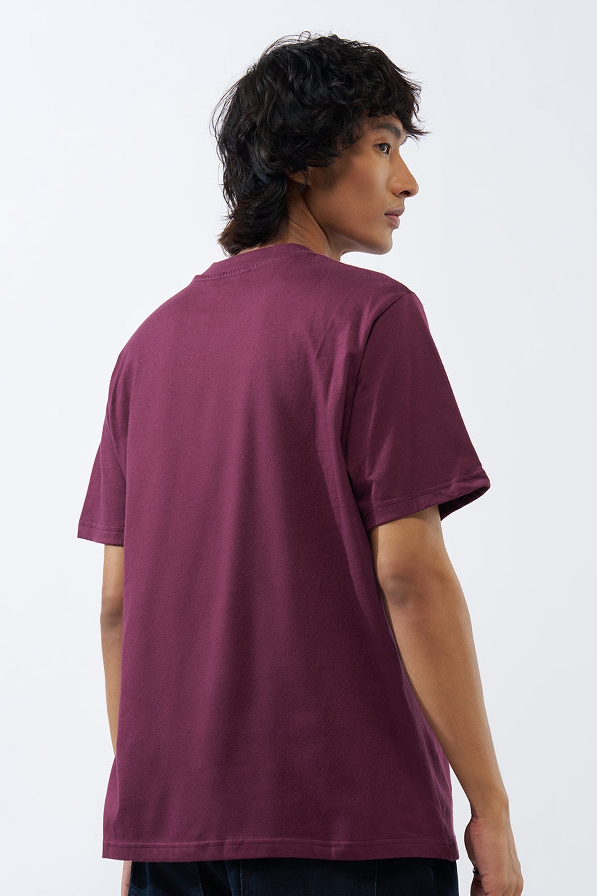 Maroon Printed Regular Fit T-Shirt for Men - Image 5