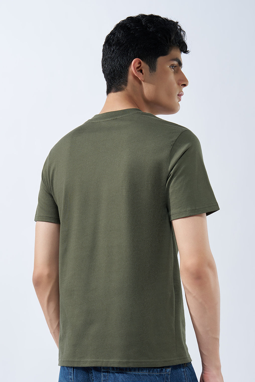 Olive Typographic T-Shirt for Men - Image 5