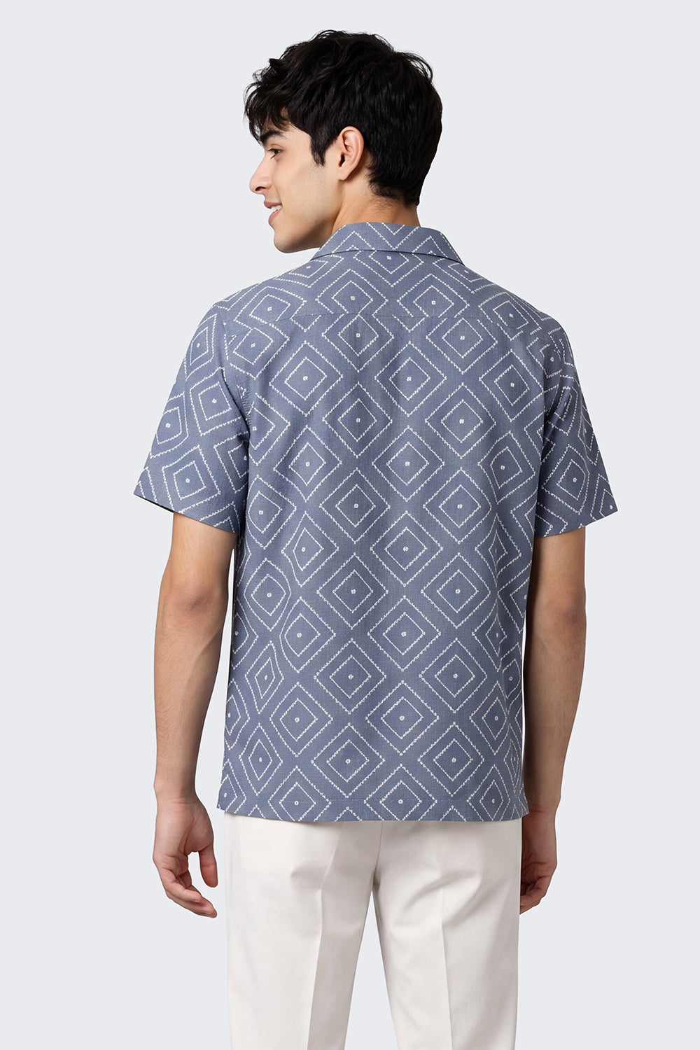 Blue Geometric Regular Fit Shirt for Men - Image 5