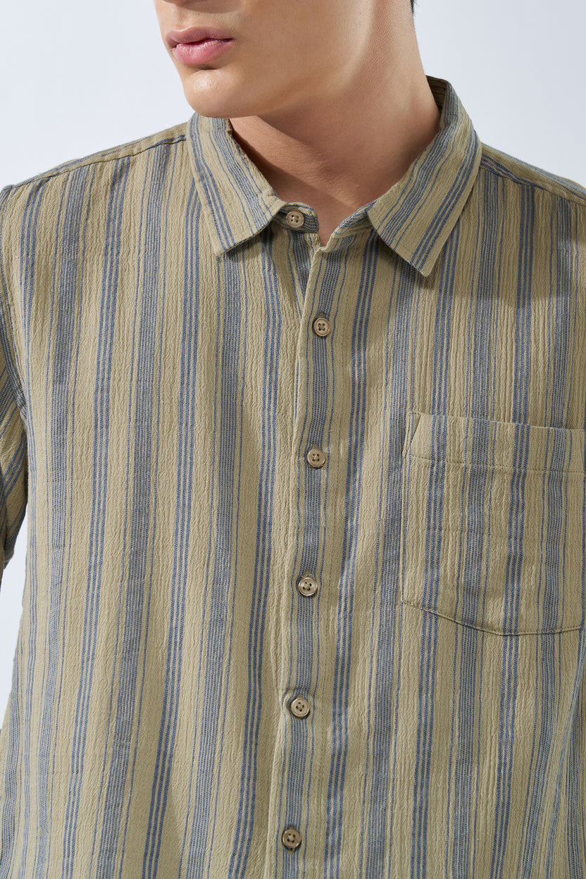 Beige Striped Shirt for Men - Image 7