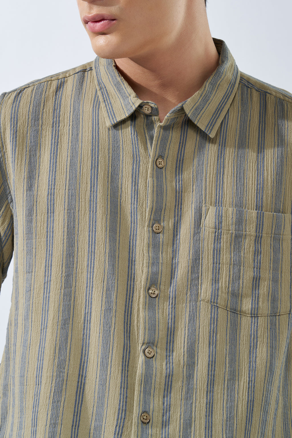Beige Striped Shirt for Men - Image 3