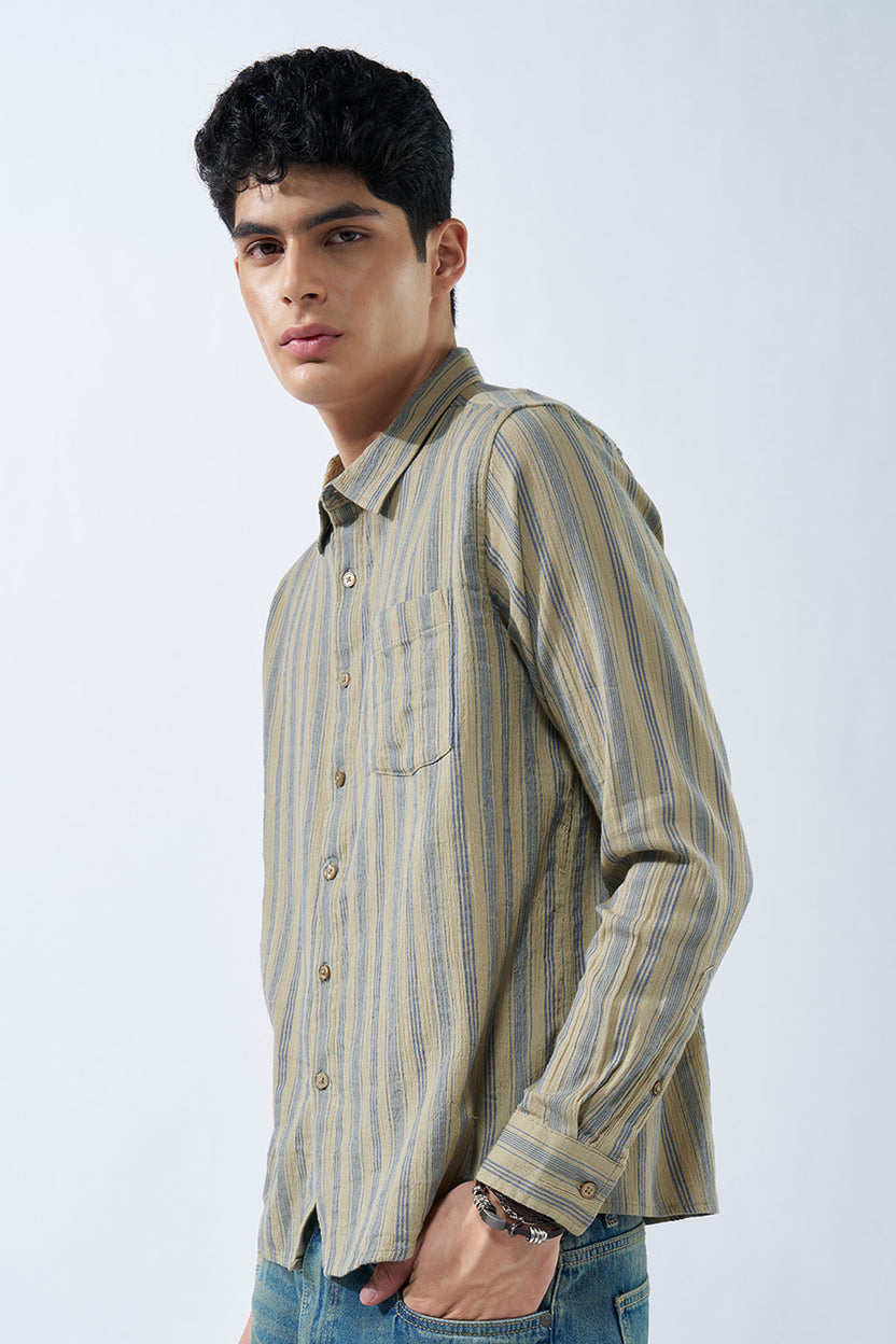 Beige Striped Shirt for Men - Image 4