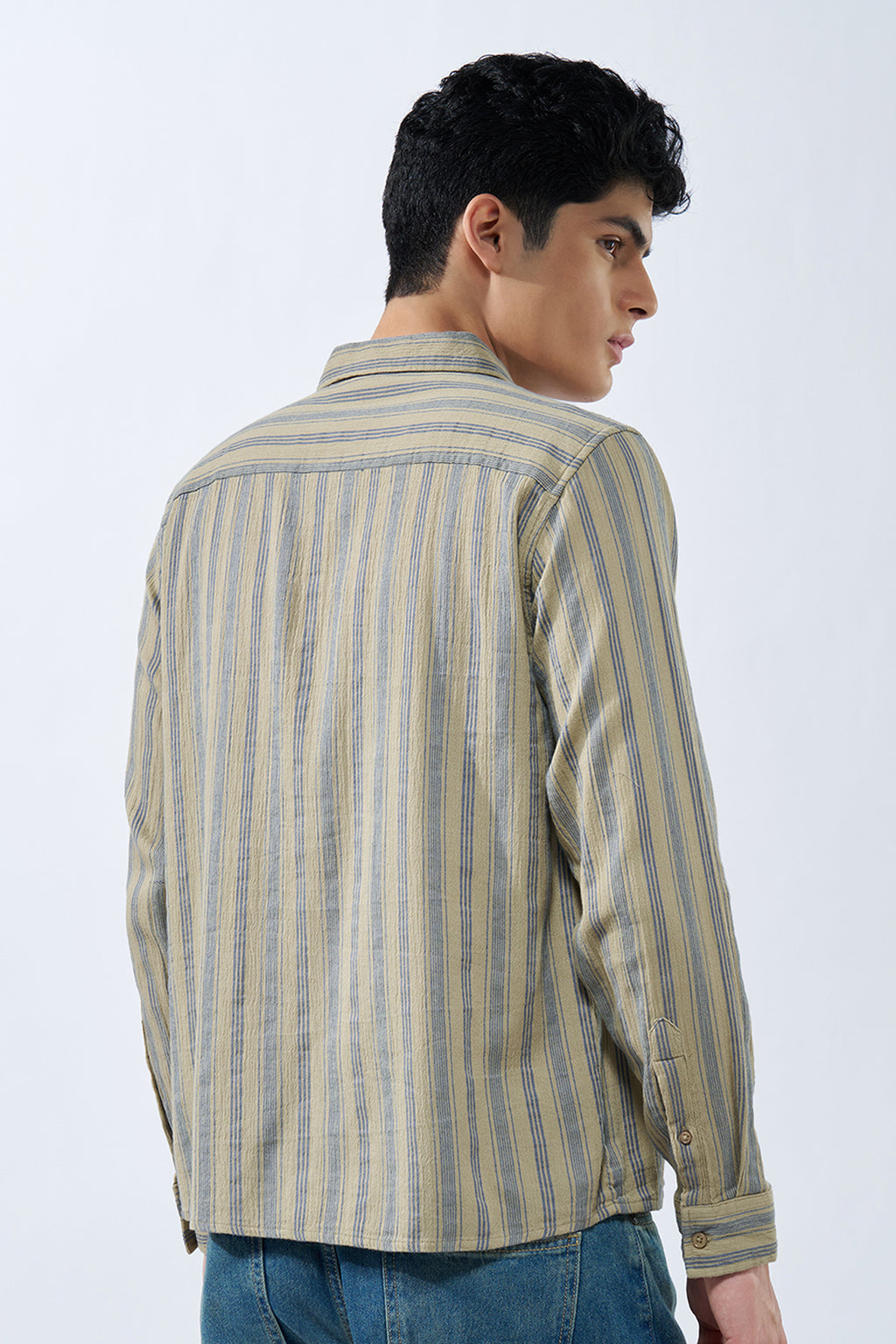 Beige Striped Shirt for Men - Image 5