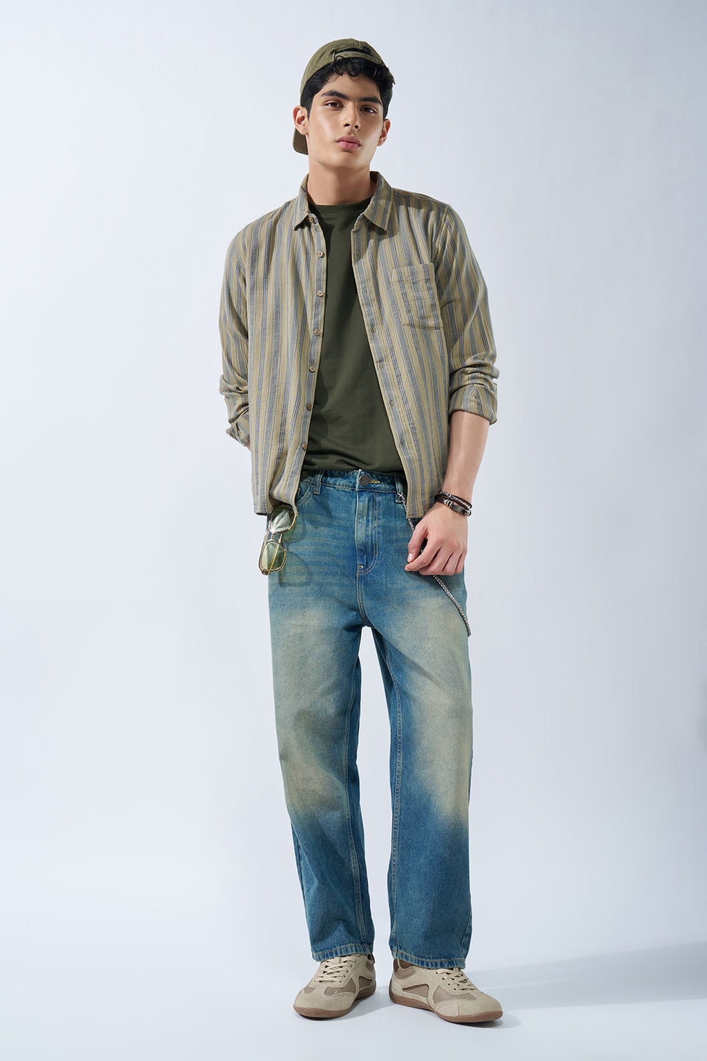 Beige Striped Shirt for Men - Image 6
