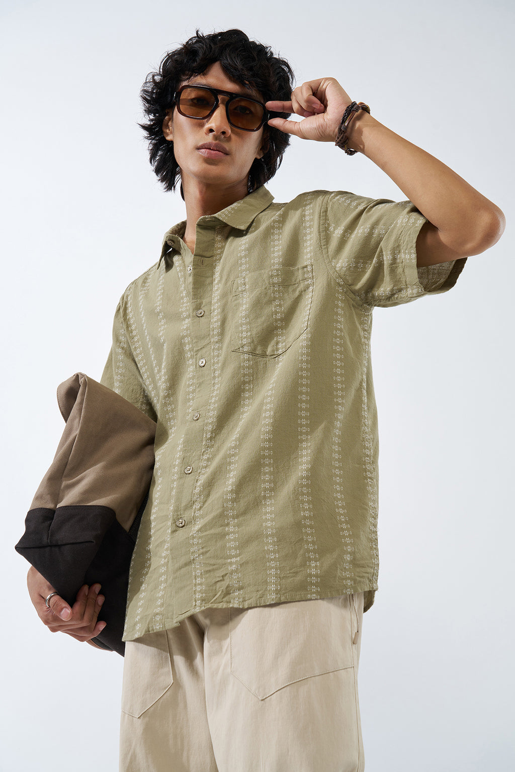 Green Printed Regular Fit Shirt for Men - Image 1