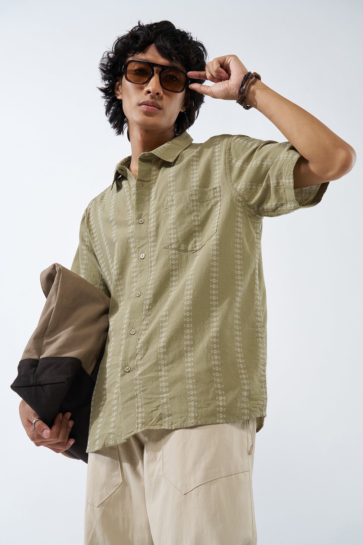 Green Printed Regular Fit Shirt for Men - Image 1