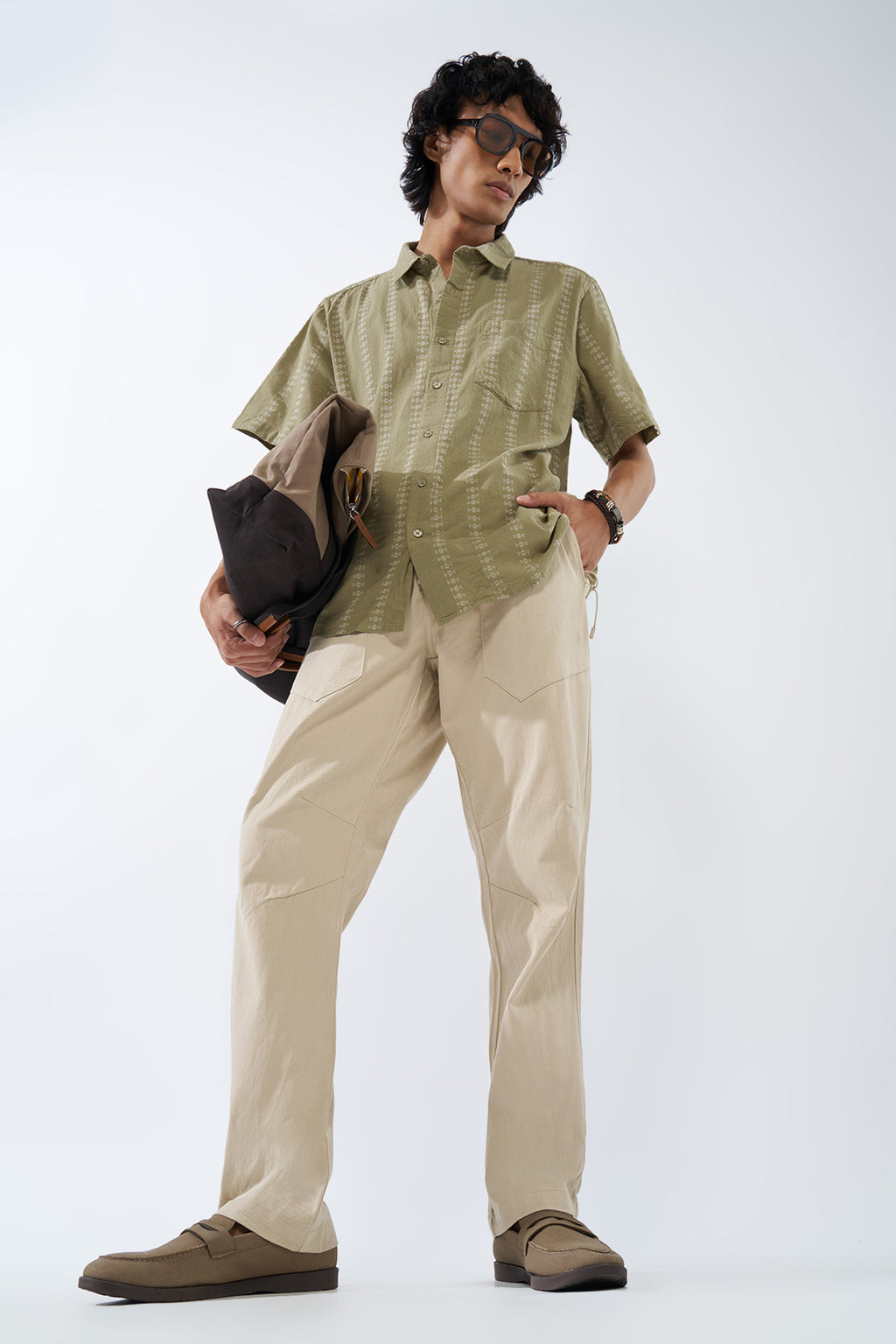 Green Printed Regular Fit Shirt for Men - Image 6