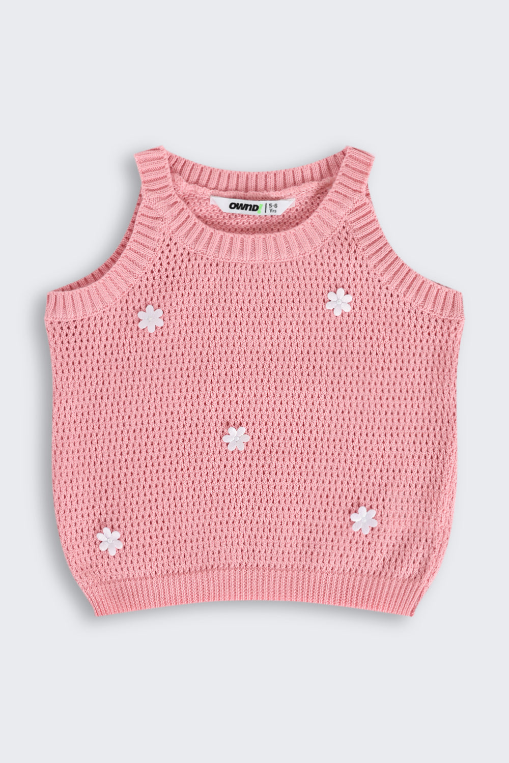Coral Self Design Regular Fit Tank Top for Girls - Image 2