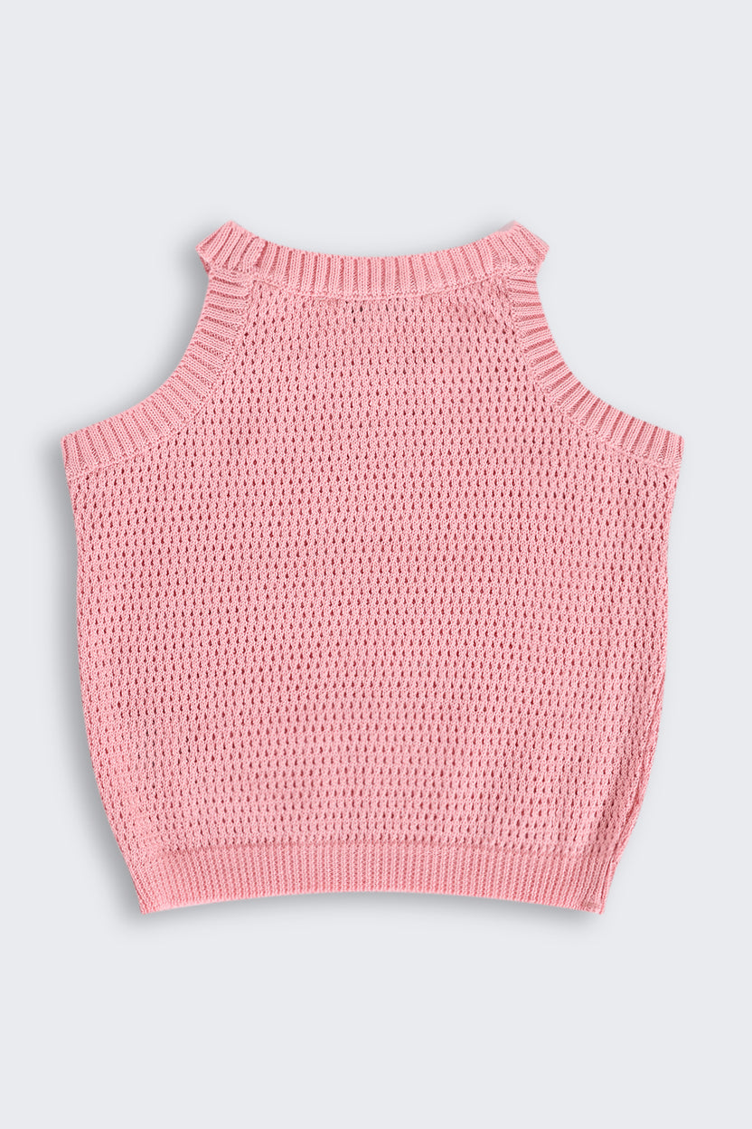 Coral Self Design Regular Fit Tank Top for Girls - Image 3