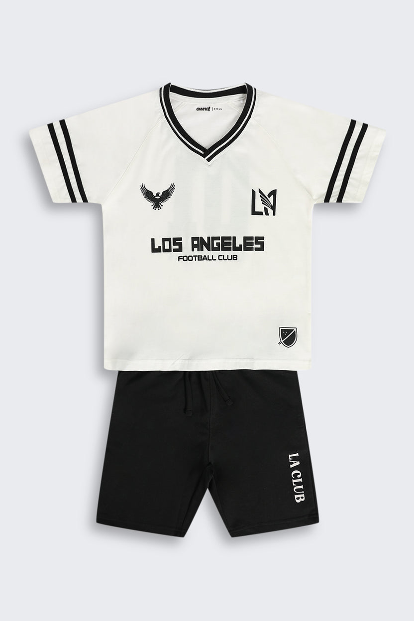 Black & White Football Fever FIFA Jersey Co-Ord Set for Tweens Boys - Image 2