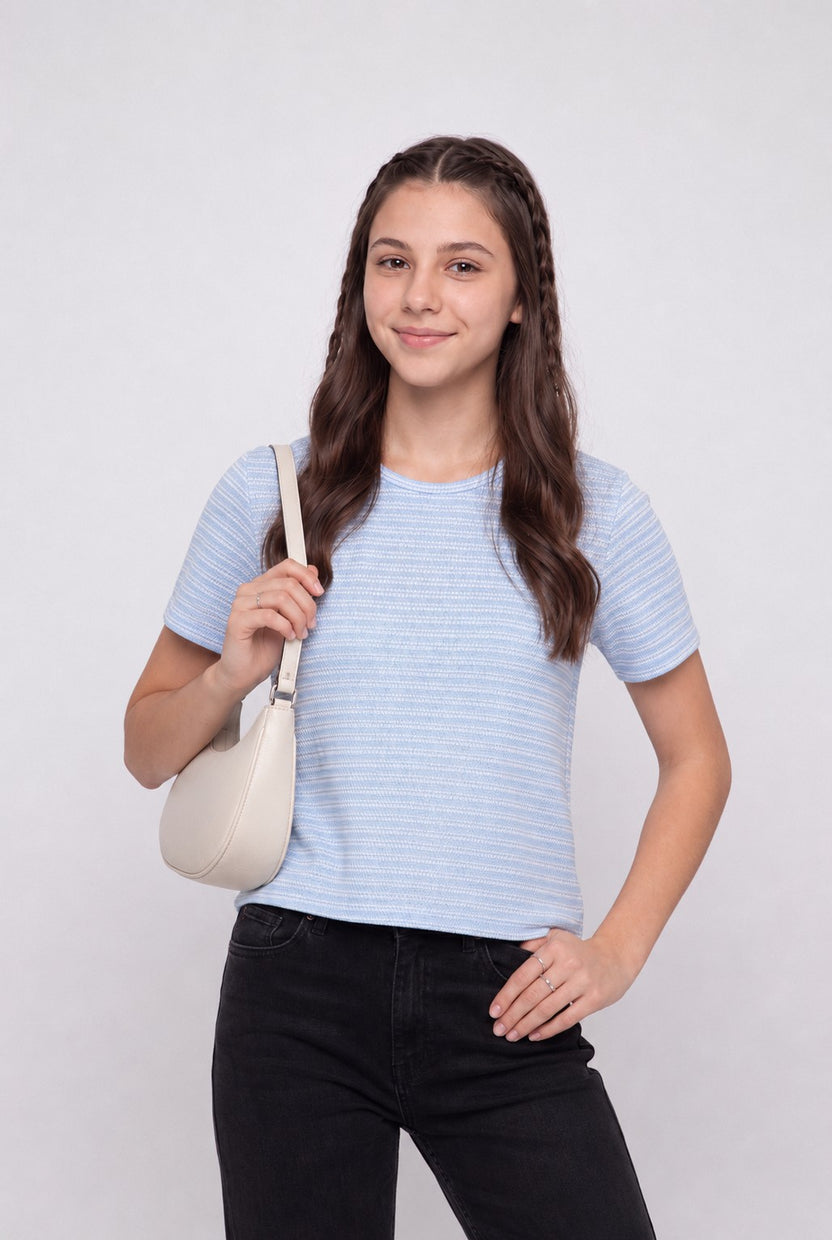 Blue Knitted Regular Fit Top for Women - Image 1