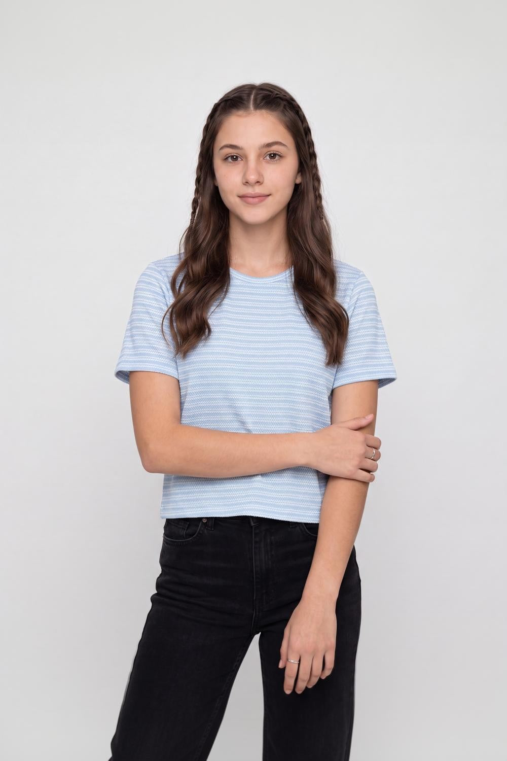 Blue Knitted Regular Fit Top for Women - Image 2