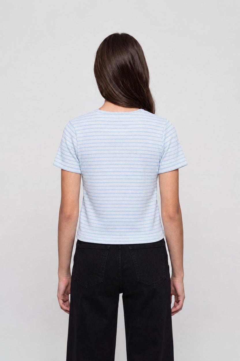 Blue Knitted Regular Fit Top for Women - Image 5